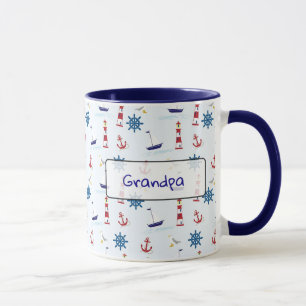 Custom Nautical Oceanic Anchors and Lighthouses Mug