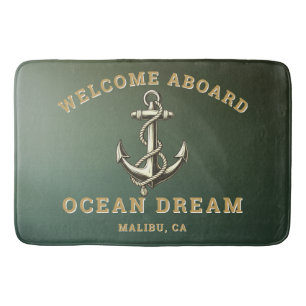 Custom Nautical Welcome Aboard, Boat Name Anchor Bath Mat