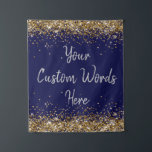 Custom Navy Backdrop Birthday Party Photo Booth Tapestry<br><div class="desc">custom backdrop for photo booth,  sparkle birthday twinkle 15th 18th,  glitter anniversary sweet 16 16th,  personalised 30th 21st 25th 35th,  bridal shower hen do weekend,  wedding night sparkly son boy,  husband bach prop bachelorette party,  quinceanera 40th 50th 60th 70th,  20th vow renewal graduation girl,  daughter navy blue gold silver</div>