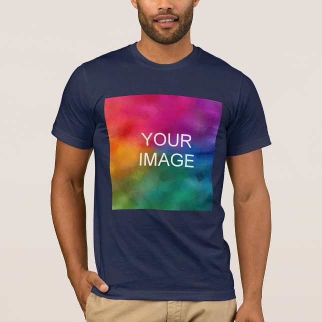 Custom Navy Blue Add Image Logo Template T-Shirt (Front)