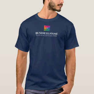 Custom Navy Blue Add Upload Company Logo Men's T-Shirt