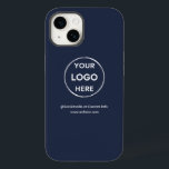 Custom Navy Blue Business Logo Branded Case-Mate iPhone 14 Case<br><div class="desc">Promote your brand with this customisable OtterBox Iphone 14 Pro Case. This design features your own logo and social media information, along with a space for a custom homepage address. Perfect for giveaways, trade shows, and other promotional events. Need help with personalisation? Contact us using the message button below for...</div>