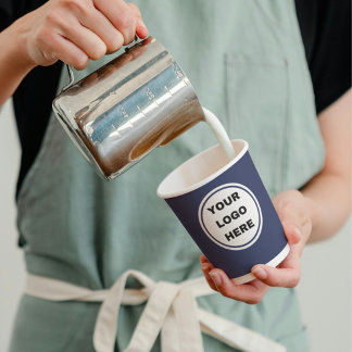 Custom Navy Blue Business Logo Expresso Barista  Paper Cups