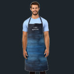 Custom Navy Blue Chef Name Father's Day Apron<br><div class="desc">Custom men's apron featuring a simple design with "Chef Name" over a dark navy blue watercolor wash.  This cool apron makes a great gift for a husband or dad who likes to cook or BBQ for his birthday or Father's Day.</div>