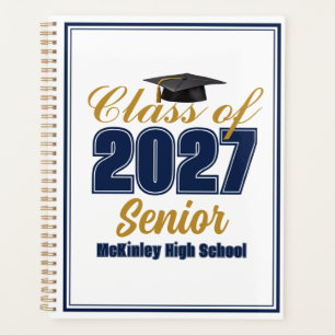 Custom Navy Blue Gold Class of 2027 Senior Planner
