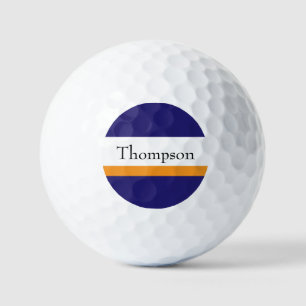 Custom Navy Blue Gold Surname Golf Balls