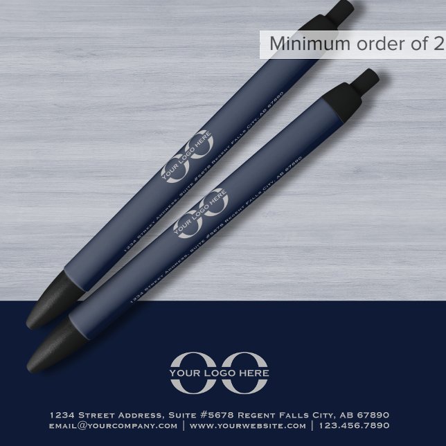 Custom Navy Blue Grey Promotional Pen with Logo (Creator Uploaded)