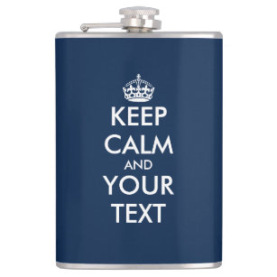 Custom navy blue keep calm extra big drink flask