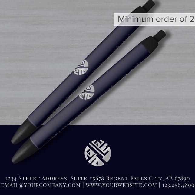 Custom Navy Blue Logo Promotional Black Ink Pen (Creator Uploaded)