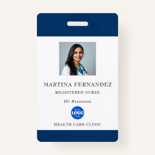 Custom Navy Blue Medical Hospital Employee Photo ID Badge