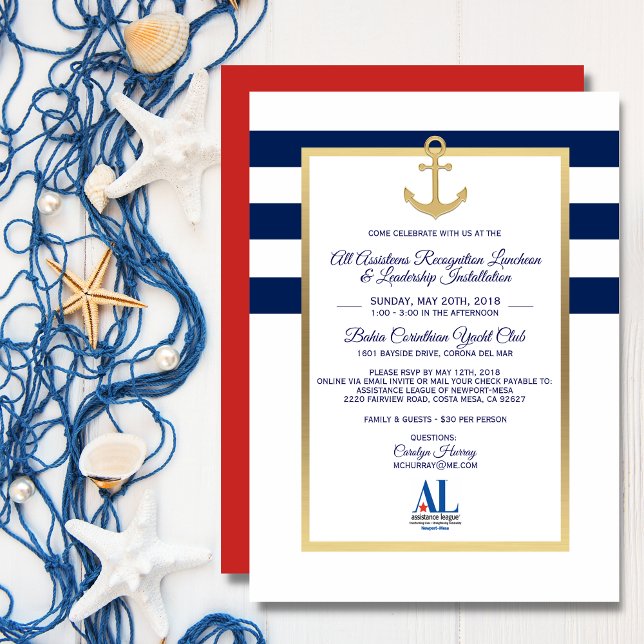 Custom Navy Blue Nautical Party Event Invites LOGO (Creator Uploaded)