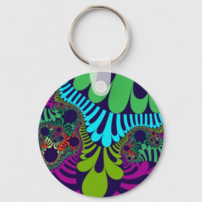 Custom Navy Blue Rainbow Mod Keychain (Front)