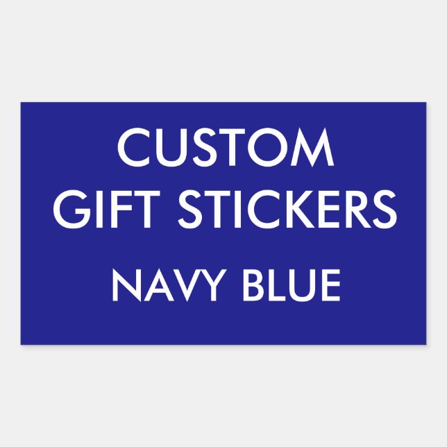 Custom NAVY BLUE RECTANGLE Gift Stickers Template (Front)