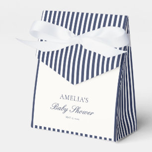 Custom Navy Blue Ticking Stripe Preppy Baby Shower Favour Box