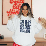 Custom Navy Blue Trendy Preppy Groovy Beach Bride Hoodie<br><div class="desc">Are you looking for a unique and personalised gift for your upcoming bachelorette party? Look no further than our navy blue hoodie sweatshirt! This sweatshirt is made to fit any bride-to-be and features a printed design of her favourite flowers. Our hoodie is the perfect accessory for your bachelorette party and...</div>