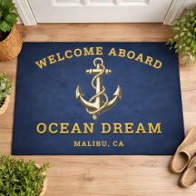 Custom Navy Blue Welcome Aboard Boat Name Anchor