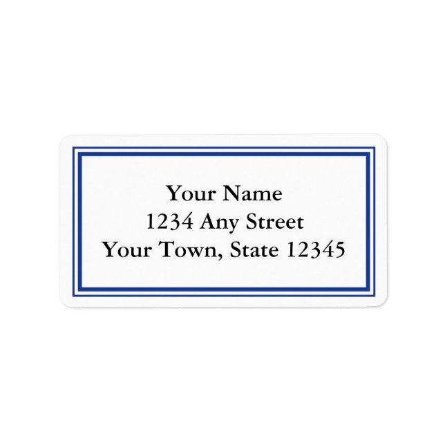 Custom Navy Blue & White Envelope Address Labels (Front)