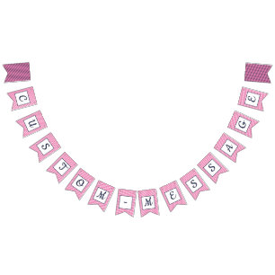 Custom Navy & Bright Pink Striped Preppy Bunting
