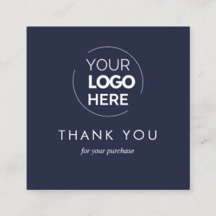 Custom Navy Business Logo QR Code Thank You Discount Card