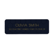 Custom Navy Dark Blue Elegant Return Address Label