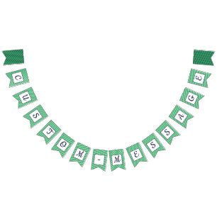 Custom Navy & Green Striped Preppy Bunting Bunting