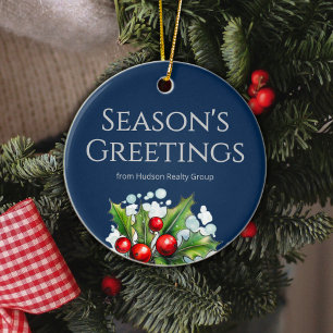 Custom Navy Realtor Ornament with Logo