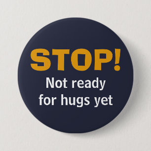 Custom Navy STOP No Hugs 7.5 Cm Round Badge