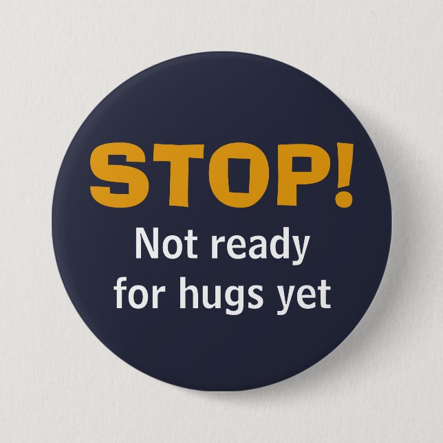 Custom Navy STOP No Hugs 7.5 Cm Round Badge (Front)