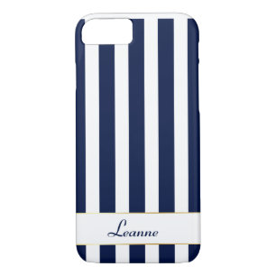 Custom Navy Stripes with Gold Accents iPhone 8/7 Case