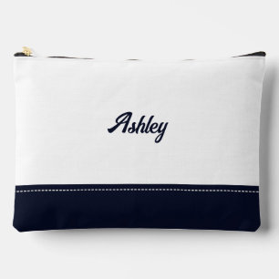Custom navy white personalized preppy stylish chic accessory pouch