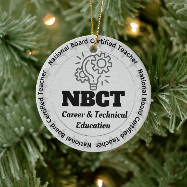 Custom NBCT Career Technical Edu Teacher Gift   Ceramic Ornament (Tree)