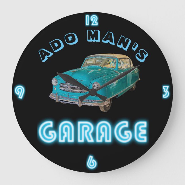 Custom NEON GARAGE Clock ADD Business Name Cars (Front)