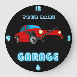 Custom NEON GARAGE Clock ADD Business Name Cars 3