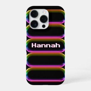 Custom Neon Glass Name Retro Glow 80s iPhone 16 Pro Case