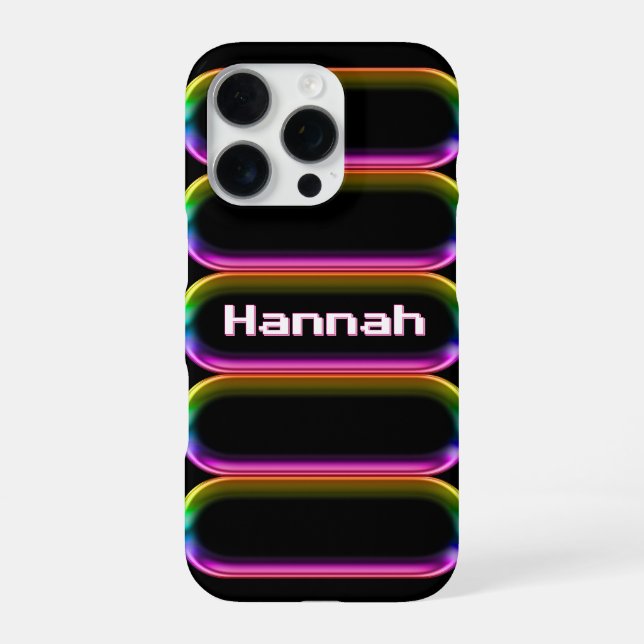 Custom Neon Glass Name Retro Glow 80s iPhone Case (Back)