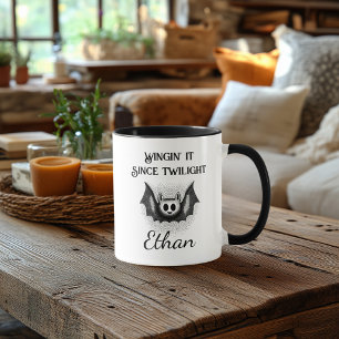 Custom Neon Halloween - Classic Black Bat Design Mug