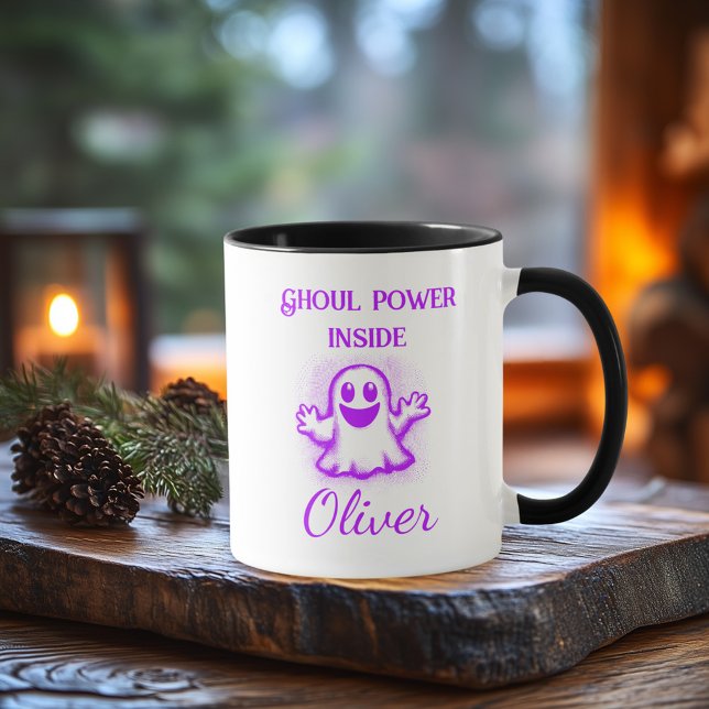 Custom Neon Halloween Mug - Purple Ghost Design (Creator Uploaded)