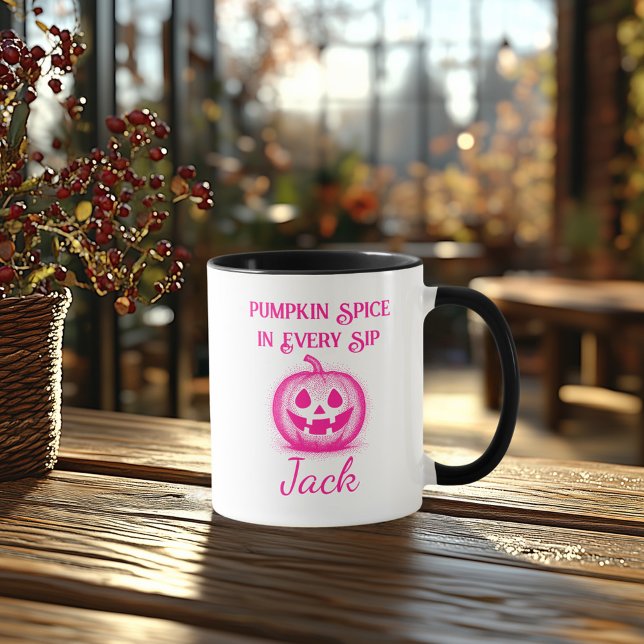 Custom Neon Halloween - Pink Pumpkin Design Mug (Creator Uploaded)