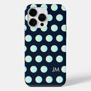 Custom Neon Polka Dot Yellow Cyan Monogram Night iPhone 14 Pro Max Case