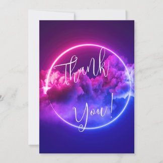 Custom Neon Sign Pink & Purple Clouds Blank Invitation