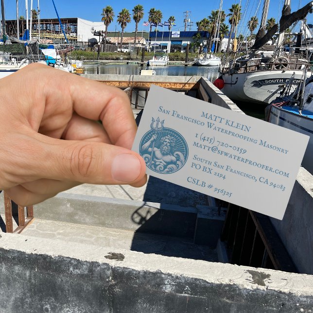 Custom Neptune's Trident Logo/QR Code/URL Masonry Business Card (Creator Uploaded)
