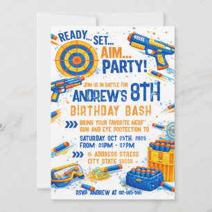 Custom Nerf War Birthday Invitation 