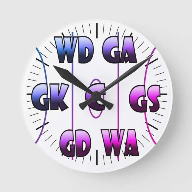 Custom Netball Player Positions Round Clock (Front)