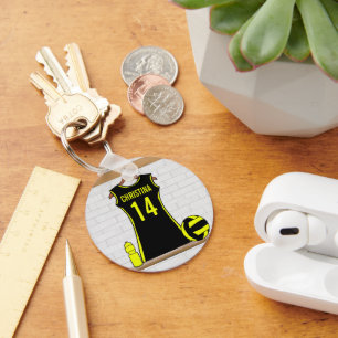 Custom Netball Uniform black yellow Key Ring
