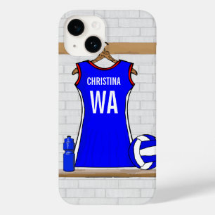 Custom Netball Uniform Blue with Red  and White Case-Mate iPhone 14 Case