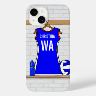 Custom Netball Uniform Blue with Red  and White Case-Mate iPhone 14 Case