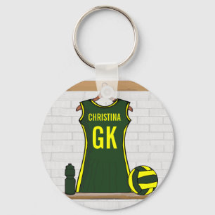 Custom Netball Uniform Green with Yellow Key Ring