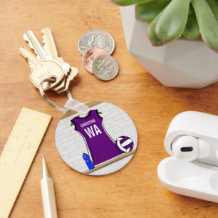 Custom Netball Uniform Purple Black Key Ring