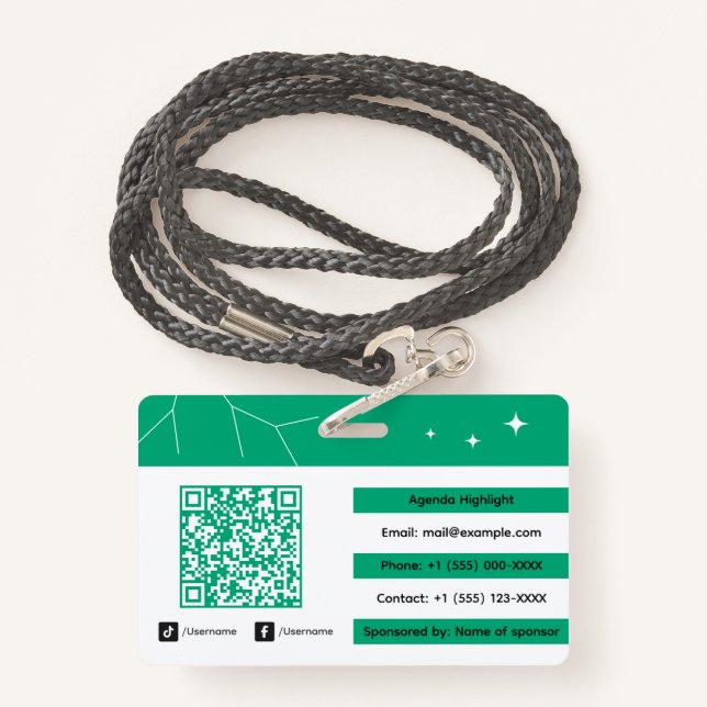 Custom Networking Event QR Code ID Badge (Back with Lanyard)