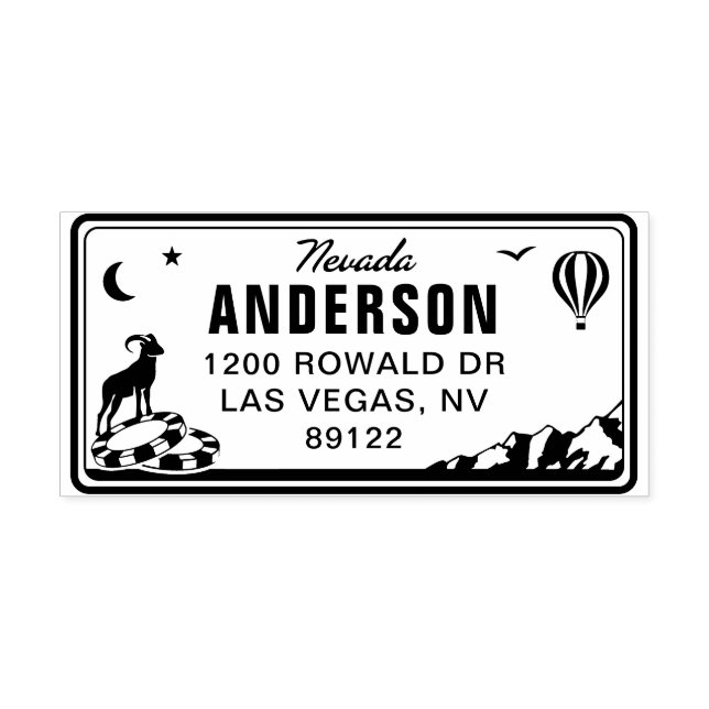 Custom Nevada License Plate Return Address Stamp (Design)
